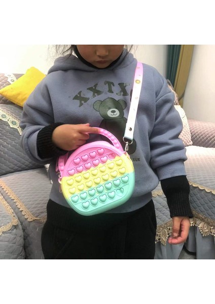 No.19 Tarzı Pop It Çanta Dürtme Oyuncak Silikon Kabarcık Itme Omuz Çantası Bayanlar Çanta Çocuklar Cüzdan Bozuk Para Cüzdanı (Yurt Dışından)