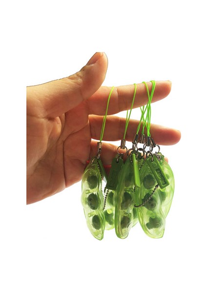 5x Şeffaf Yeşil Stil Renkli Topu Sıkma Edamame Oyuncak Pop Sevimli Sıkma Fasulye Yüzey Duygu Oyuncak Anahtarlık (Yurt Dışından)