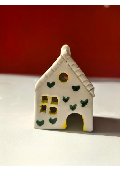 Üçlü Minimalist El Yapımı Seramik Ev Şekilli Mumluk Seti – Tütsülük