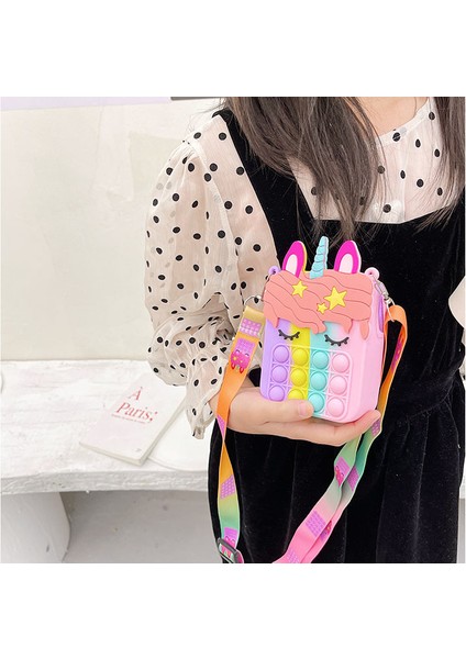 No.41 Tarzı Sıcak Oyuncağımız Pop Fıstığı Oyuncağı Gökkuşağı Unicorn Poppy Oyun Saati Bozuk Para Cüzdanı Bayan Çantası Silika Basit Dimple Çapraz Vücut Çantası (Yurt Dışından) modelleri