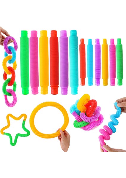 1.9cm Kırmızı Stil Çocuklar Için Duyusal Oyuncaklar Renkli Esneme Tüpleri Borular Ebeveyn-Çocuk Eğitici Oyuncaklar (Yurt Dışından)