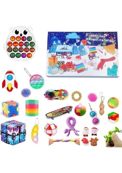 Çikolata Tarzı Sıcak 24 Fidget Oyuncak Çanta Sürpriz Kutu Advent Takvimi Hediye Kutusu Anti- Basit Dimple Çocuklar Yenilik Oyuncak Hediye (Yurt Dışından)