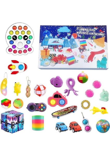 Çikolata Tarzı Sıcak 24 Fidget Oyuncak Çanta Sürpriz Kutu Advent Takvimi Hediye Kutusu Anti- Basit Dimple Çocuklar Yenilik Oyuncak Hediye (Yurt Dışından)