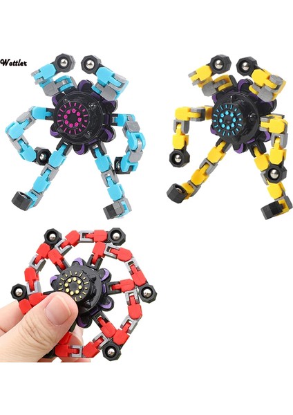 Sarı Stil Çocuklar Için Kendin Yap Deforme Edilebilir Parmak Üstü Dönme Oyuncak Dönüştürülebilir Yaratıcı Zincir Mekanik Ciro Robot Oyuncak (Yurt Dışından)