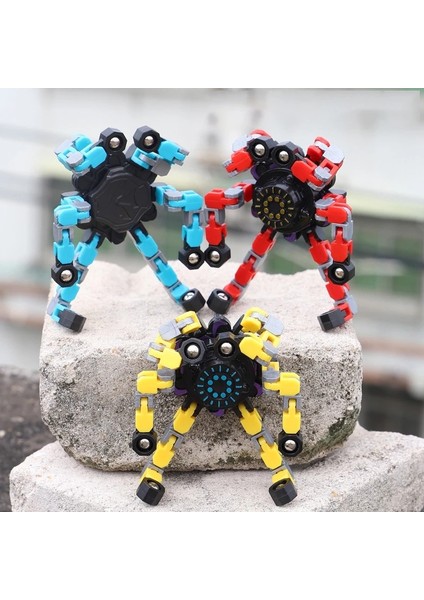 Sarı Stil Çocuklar Için Kendin Yap Deforme Edilebilir Parmak Üstü Dönme Oyuncak Dönüştürülebilir Yaratıcı Zincir Mekanik Ciro Robot Oyuncak (Yurt Dışından)