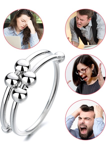 E 1 Stili Yetişkinler Için Fidget Boncuk Barış Yüzükleri Takı Anti Oyuncak (Yurt Dışından)