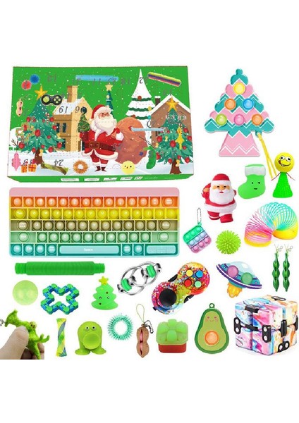 13 Rastgele Kutu Stili Stili Sıcak Satış 24 Gün Advent Takvimi Oyuncak Seti Noel Geri Sayım Takvimi Kör Kutu Itme Kabarcık Duyusal Oyuncak Noel Hediye Kutusu (Yurt Dışından)