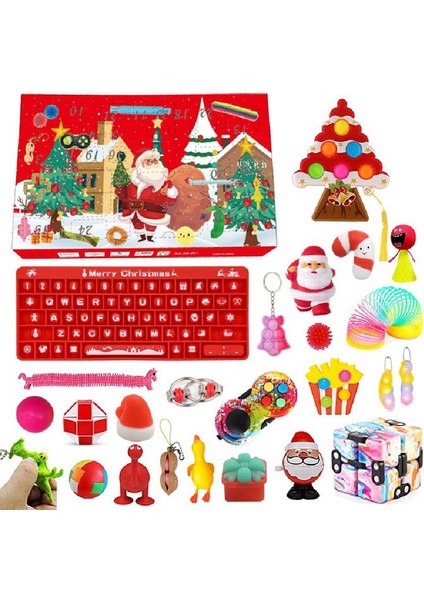 13 Rastgele Kutu Stili Stili Sıcak Satış 24 Gün Advent Takvimi Oyuncak Seti Noel Geri Sayım Takvimi Kör Kutu Itme Kabarcık Duyusal Oyuncak Noel Hediye Kutusu (Yurt Dışından)