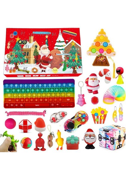 13 Rastgele Kutu Stili Stili Sıcak Satış 24 Gün Advent Takvimi Oyuncak Seti Noel Geri Sayım Takvimi Kör Kutu Itme Kabarcık Duyusal Oyuncak Noel Hediye Kutusu (Yurt Dışından)