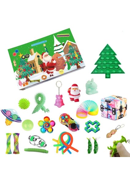 13 Rastgele Kutu Stili Stili Sıcak Satış 24 Gün Advent Takvimi Oyuncak Seti Noel Geri Sayım Takvimi Kör Kutu Itme Kabarcık Duyusal Oyuncak Noel Hediye Kutusu (Yurt Dışından)