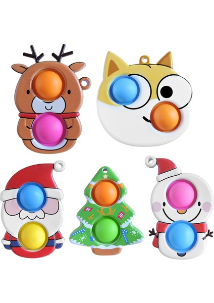 YJ630-HUANGSE Stili Parmak Oyuncağı Pop It Anime Kawaii Noel Ağacı Kolye Parmak Balon Patlatma Silikon Halloween Anahtarlık Düğüm Oyuncak (Yurt Dışından)