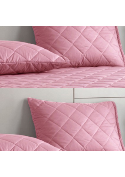 Pamukkale Renkli Alez Pembe %100 Pamuk Kapitone Yastık Koruyucu Alez