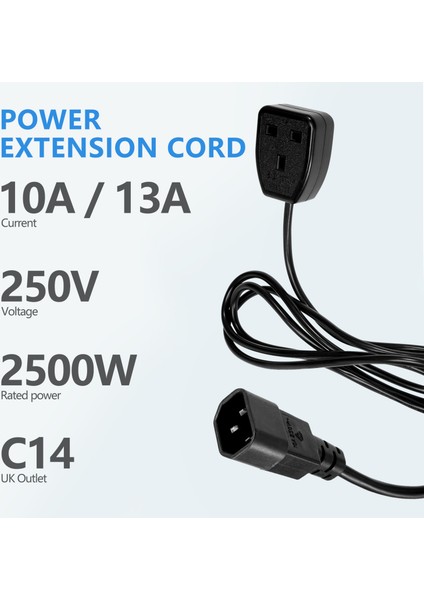 IEC320 C14 - Uk BS1363A Priz Iec C14 Erkek Fiş - Uk 3 Pin Dişi Soket Güç Adaptörü Kablosu Pdu Ups Için (1 8 M) (Yurt Dışından)
