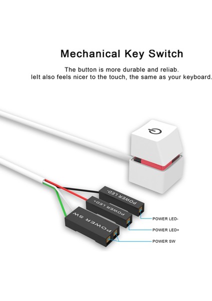 2m Taşınabilir LED Işıklar Bilgisayar Masaüstü Anahtarı Pc Harici Başlatma Güç Açma/kapama Düğmesi Uzatma Kablosu Mavi Işık (Yurt Dışından) fırsatları