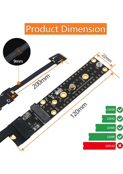 Karta Ekle Ngff M.2 Anahtar Ae Erkek - Anahtar M Dişi Kart Adaptörü Kablolu M2 Key Ae - Nvme 2230 2242 2260 2280 (Yurt Dışından)