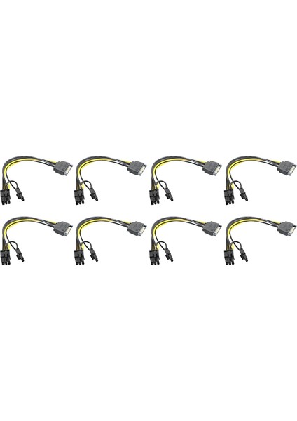 15PIN Sata Erkek - 8pin (6+2) Pcı-E Güç Kaynağı Kablosu Sata Kablosu 15-Pin - 8 Pin Kablo 18AWG Kablo Grafik Kartı Için (8 Adet) (Yurt Dışından)