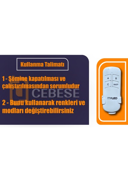 Elektrikli Şömine 100 x 31.5 cm Bluetooth Ses Sistemli Uzaktan Kumandal