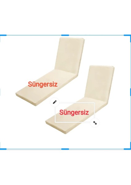 2 Adet Bolu Beyi Süngersiz Şezlong Minderi Kılıfı Fermuarlı Su Geçirmez Yıkanır Silinebilir 180*55*5 cm