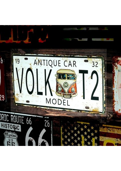 Koleksiyon Vw T2 Bus Metal Plaka 15X30CM
