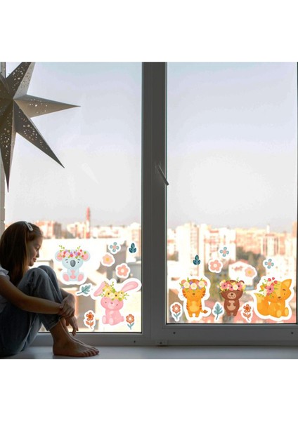 Sevimli Hayvanlar Şeffaf Cam Sticker