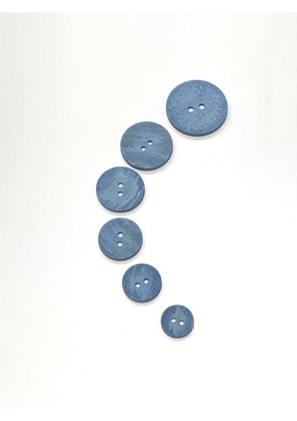 Ahşap Görünümlü Plastik Düğme / 6 Lı Set Mavi / 02749/