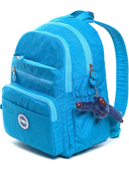 Kadın Günlük Sırt Çantası Su Geçirmez Krınkıl Kumaş, Küçük Boy, Çok Cepli MYP8745 Mavi