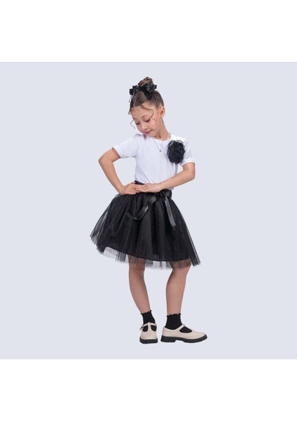 Gökkuşağı Tütülü Kız Çocuk Parti Etek M00727 Siyah fiyatları