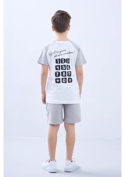 Penye Süprem Baskılı Yazlık Şortlu Takım M00734 Açık Gri fiyatları