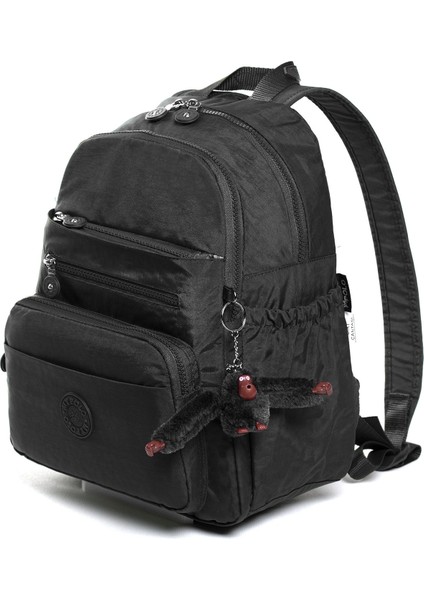 Kadın Günlük Sırt Çantası Su Geçirmez Krınkıl Kumaş, Küçük Boy, Çok Cepli MYP8745 Siyah