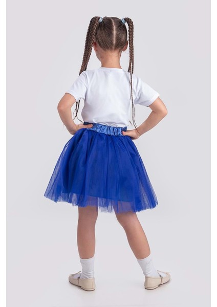 Gökkuşağı Tütülü Kız Çocuk Parti Etek M00727 Saks Mavi modelleri