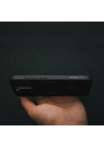 iPhone 16 Pro Max Kılıf M-Safe Şarj Özellikli Amazingthing Minimal Air Serisi Kapak Siyah modelleri