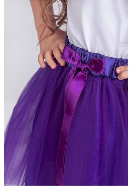 Gökkuşağı Tütülü Kız Çocuk Parti Etek M00727 Mor modelleri