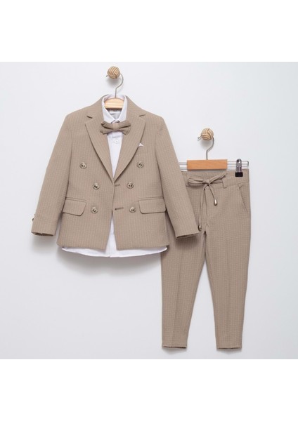Çizgili Spor Çocuk Ceket, Tişört , Jogger Pantolonlu Takım MNK5695