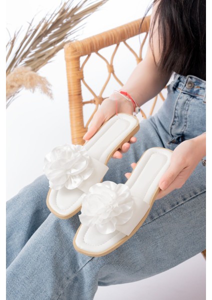 Gül Detay Kadın Terlik Rahat Hafif Taban