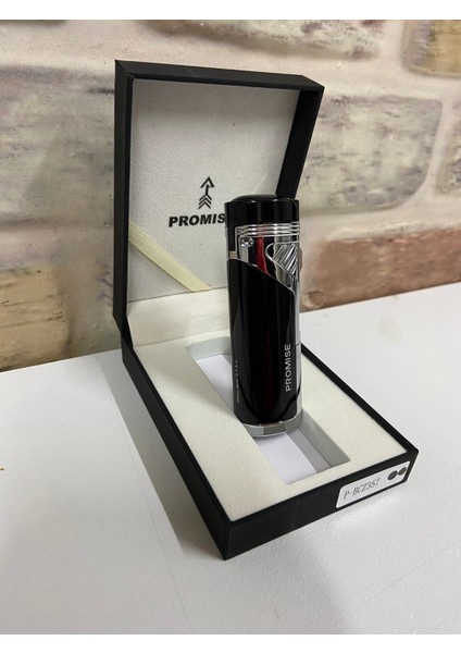 Promise Marka 4 Ateşlemeli Siyah Gri Puro Çakmağı Isme Özel Çakmak
