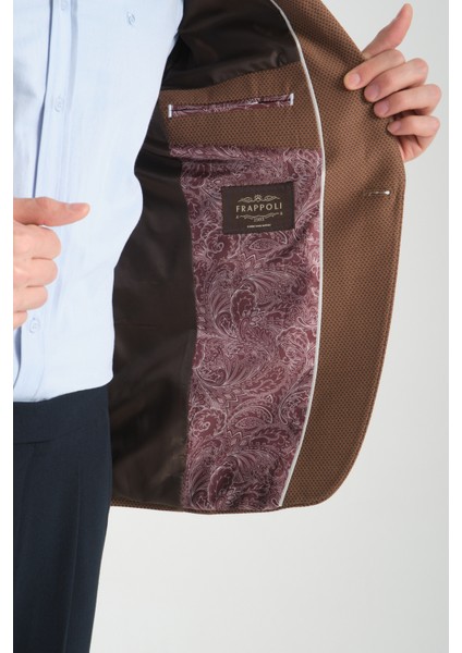 Galdino Erkek Kahverengi Kendinden Desenli Slim Fit Mono Yaka Blazer Ceket fiyatları