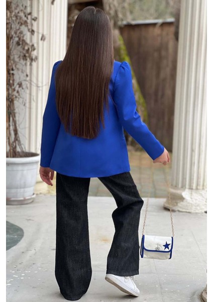 Kız Çocuk Baskılı T-Shirt Bol Kesim Yıldız Detaylı Jean Pantolon Mavi Blazer Ceket Alt Üst Takım fiyatları