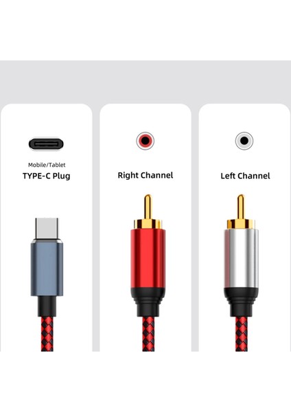 USB C - 2 Rca Ses Kablosu Tip C Erkek - 2 Rca Erkek Ses Kablosu Xiaomi Huawei Tablet Hoparlör Amplifikatör Tv Için 0 5 M (Yurt Dışından)