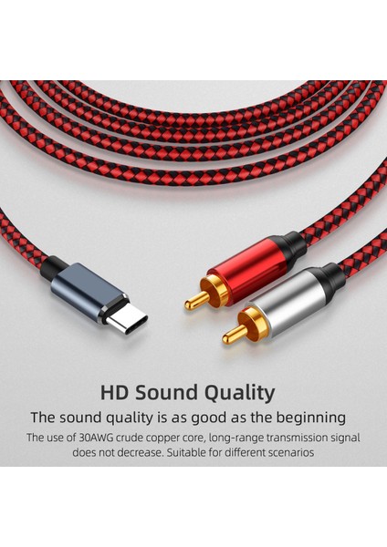 USB C - 2 Rca Ses Kablosu Tip C Erkek - 2 Rca Erkek Ses Kablosu Xiaomi Huawei Tablet Hoparlör Amplifikatör Tv Için 0 5 M (Yurt Dışından)