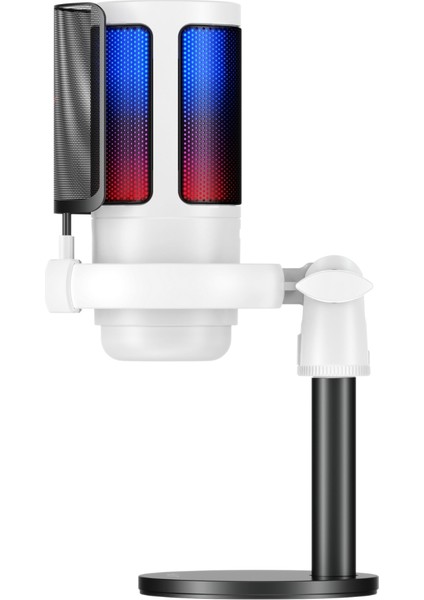 Gamenote GK50 Rgb Yayıncı Mikrofon - 24BIT/192KHZ - Kardioid - Gürültü Engelleme - Type-C + 3.5mm - Beyaz
