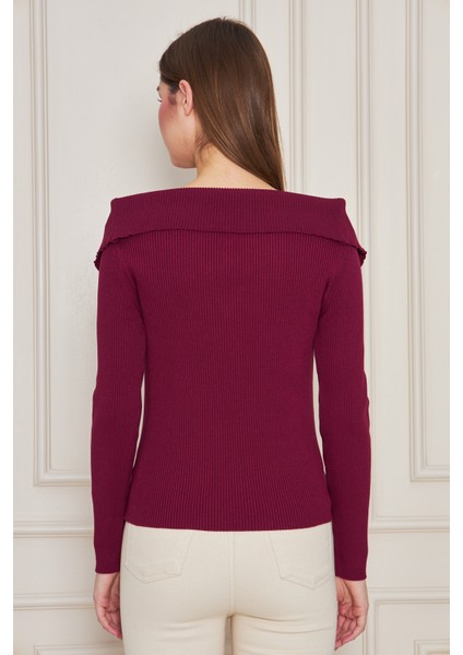 Kadın Şal Yaka Fitilli Kazak 2906 fırsatları