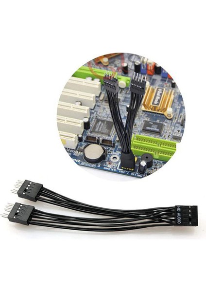 Anakart Ses Hd Uzatma Kablosu 9pin 1 Kadın 2 Erkek Y Splitter Kablo Siyah Pc Dıy Için 10 cm (Yurt Dışından)