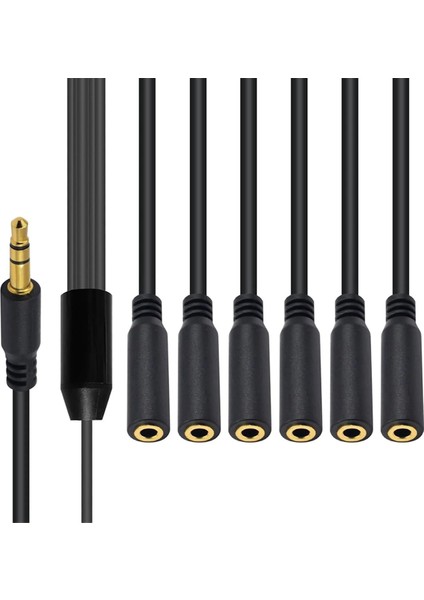3.5mm Trs Erkek - 5 Portlu 3.5 Dişi Jak Kulaklık Ayırıcı Kablo Stereo Aux Ses Adaptörü Pc Tv Mp3 Hoparlör Için (Yurt Dışından) modelleri
