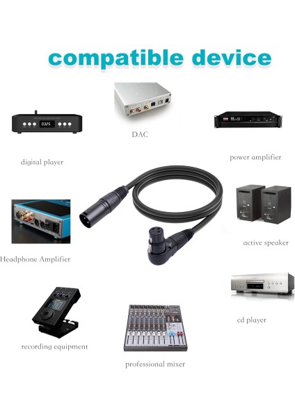 1 Adet Xlr Mikrofon Uzatma Kablosu Adaptörü 90 Derece Xlr Dişi - Düz Xlr Erkek 3-Pinli Mikrofon Kablosu 1m (Yurt Dışından)
