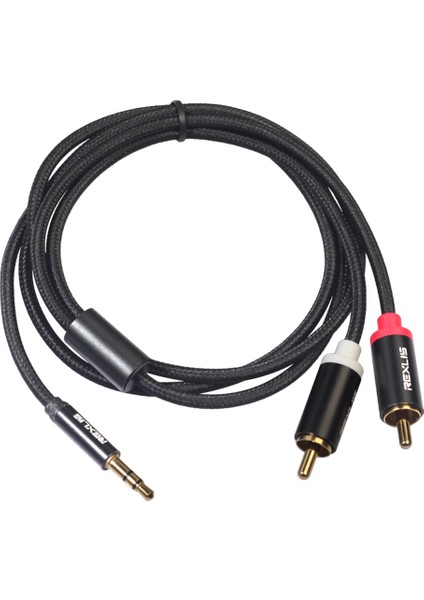 Rexlıs 3.5mm - 2rca Y Ayırıcı Stereo Ses Kablosu Çift Yönlü 2 Rca - 3.5mm Aux Erkek Tipi Çift Korumalı Uçlar Metal Kabuk-Siyah 1m (Yurt Dışından)
