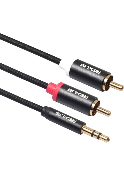 Rexlıs 3.5mm - 2rca Y Ayırıcı Stereo Ses Kablosu Çift Yönlü 2 Rca - 3.5mm Aux Erkek Tipi Çift Korumalı Uçlar Metal Kabuk-Siyah 1m (Yurt Dışından) indirimleri