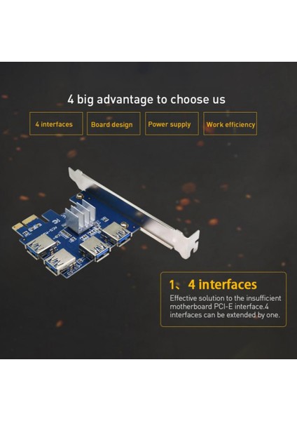 4 Portlu Pcı-E - USB 3.0 Express Kart Konnektörü Sata Güç Konnektörü Ayırıcı Kablo Pcıe Genişletici Kart Kart Madenciliği (Yurt Dışından) fırsatları