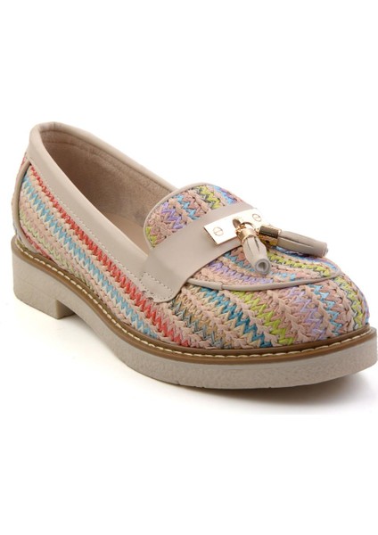 Bej Çok Renkli Kadın Loafer Ayakkabı K01257060828 fiyatları
