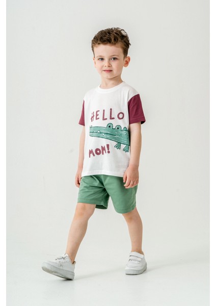 Sevimli Timsah Baskılı Şortlu Takım 50303