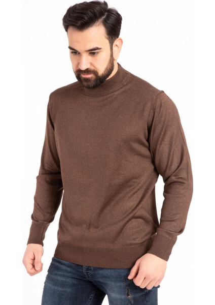 Erkek Ince Yün Triko Örgü Regular Kalıp Baba Yarım Balıkçı Yaka Boğazlı Kazak Bluz 5140 modelleri